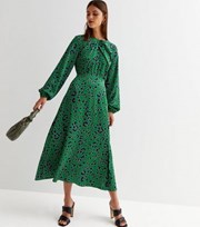 Gini London Green Leopard Print Twist Midi Dress